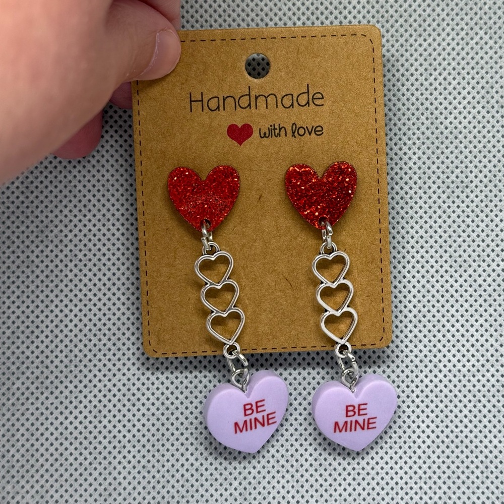 Handmade Valentine’s Day Candy Heart Earrings